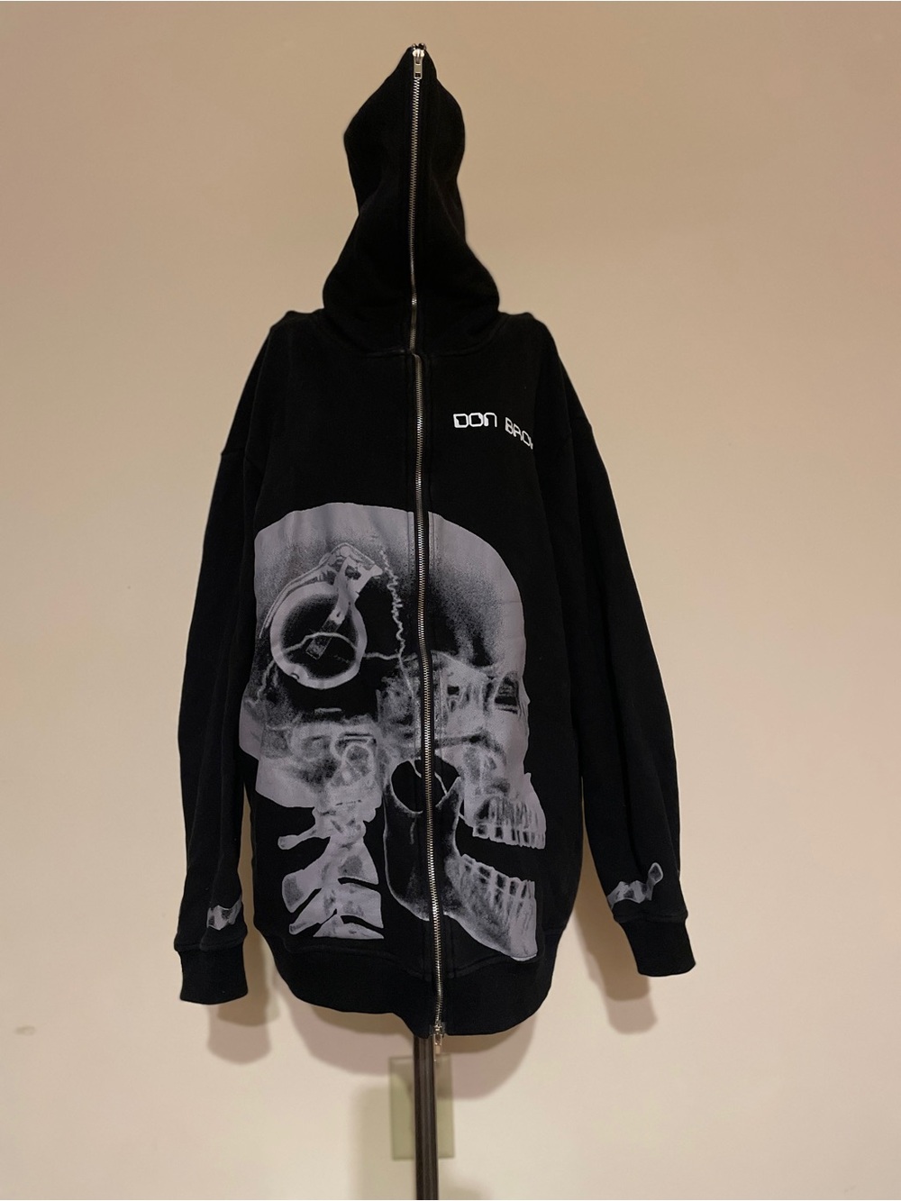 Black Skull Graphic FULL Zip-Up Hoodie Sweater -Don Brokers -heavy‎